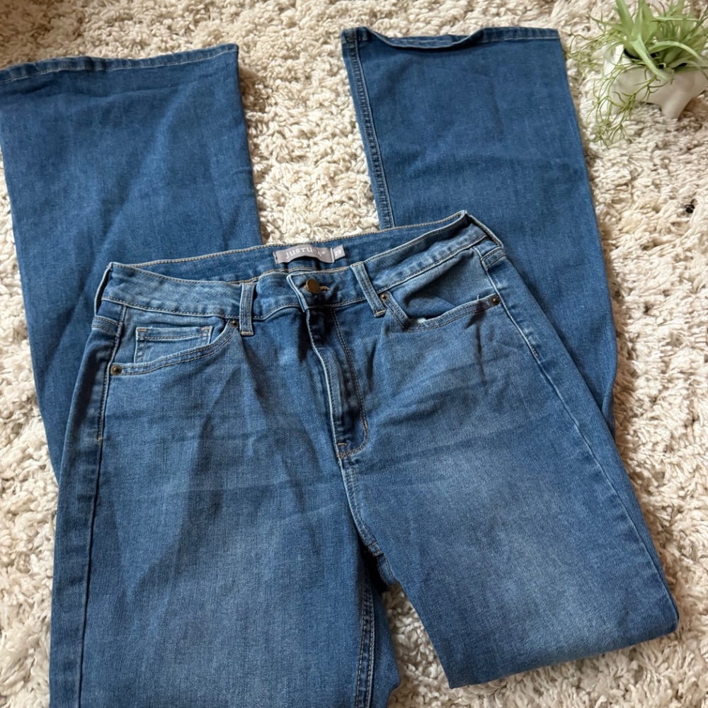 Classic Cruel dark wash patterned y2k Blue Boot Cut Women's Jeans your style wit - Picture 3 of 12